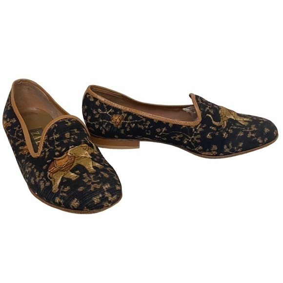 ZALO Tapestry Flats Slip-On Loafer ELEPHANT Print Design Size 5 - Picture 3 of 7